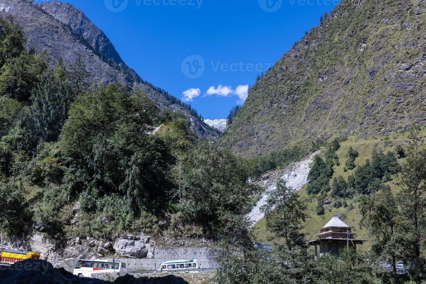 Himalaya landscape, Panoramic view of himalayan mountain covered with snow. Himalaya mountain  landscape in winter in kedarnath valley. photo