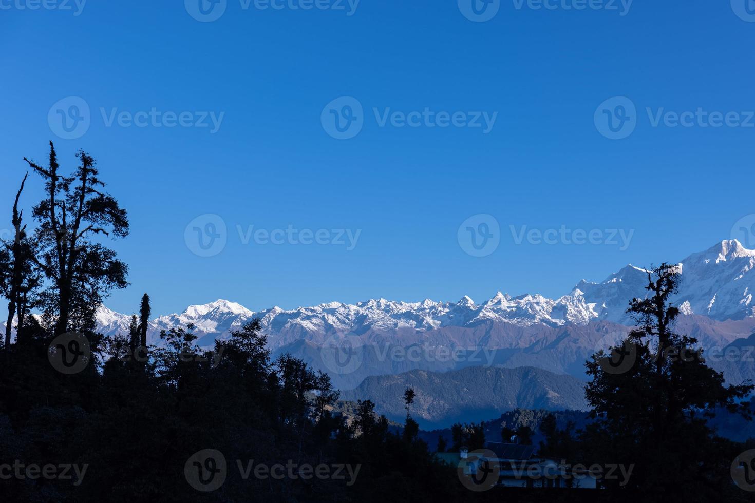 Himalaya landscape, Panoramic view of himalayan mountain covered with snow. Himalaya mountain  landscape in winter in kedarnath valley. photo