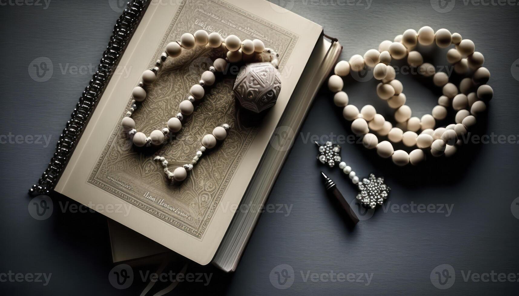 Ramadan Vibes Top View of Quran and Tasbih for ramadan banner photo