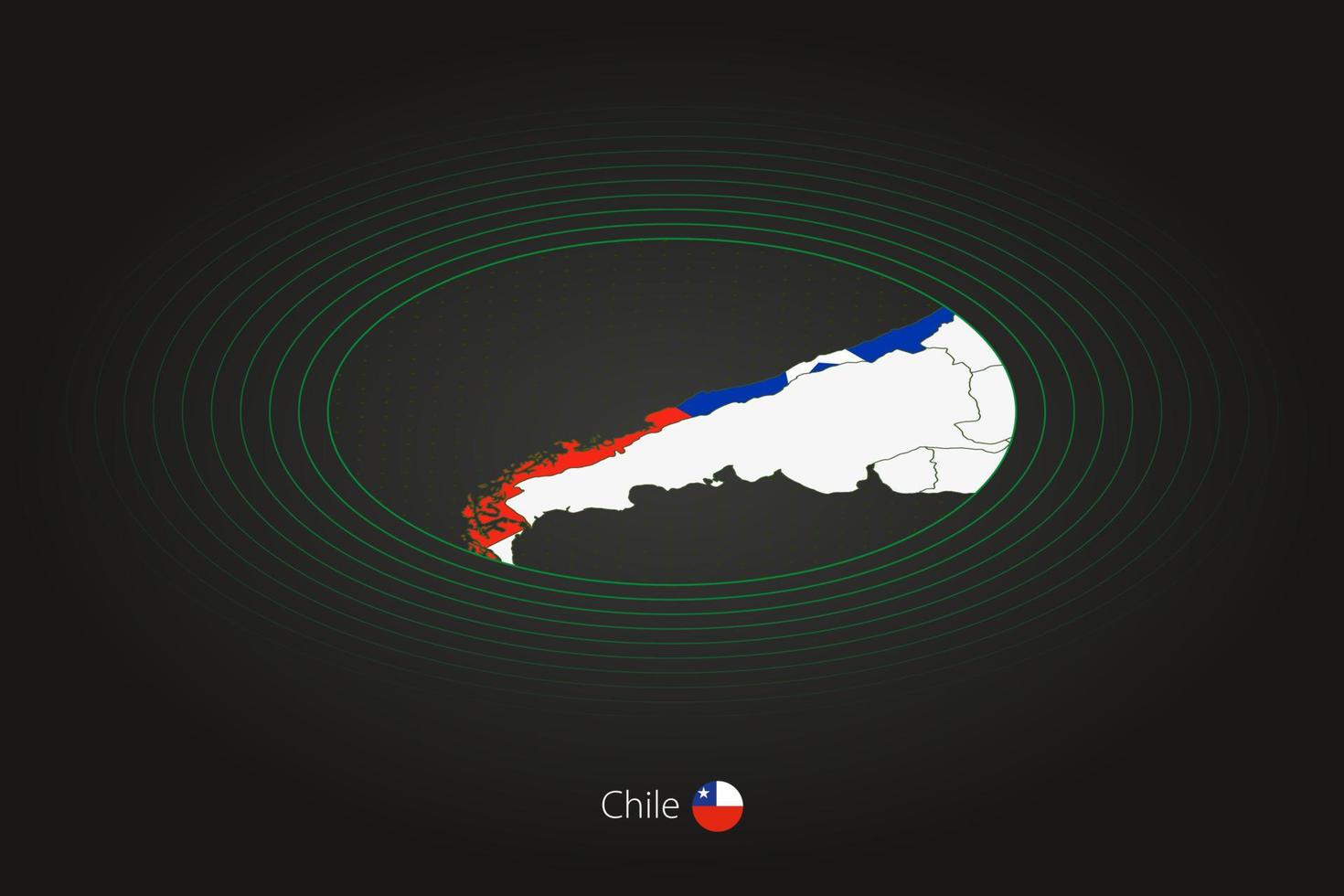 Chile map in dark color, oval map with neighboring countries. vector