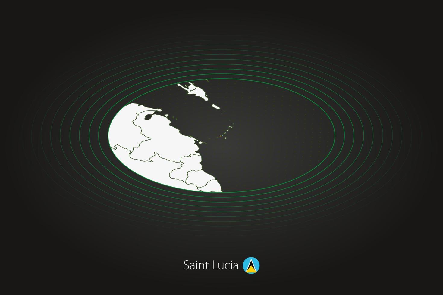 Saint Lucia map in dark color, oval map with neighboring countries. vector