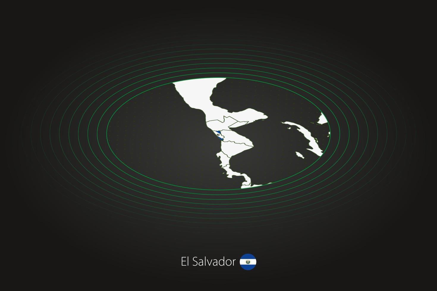 El Salvador map in dark color, oval map with neighboring countries. vector