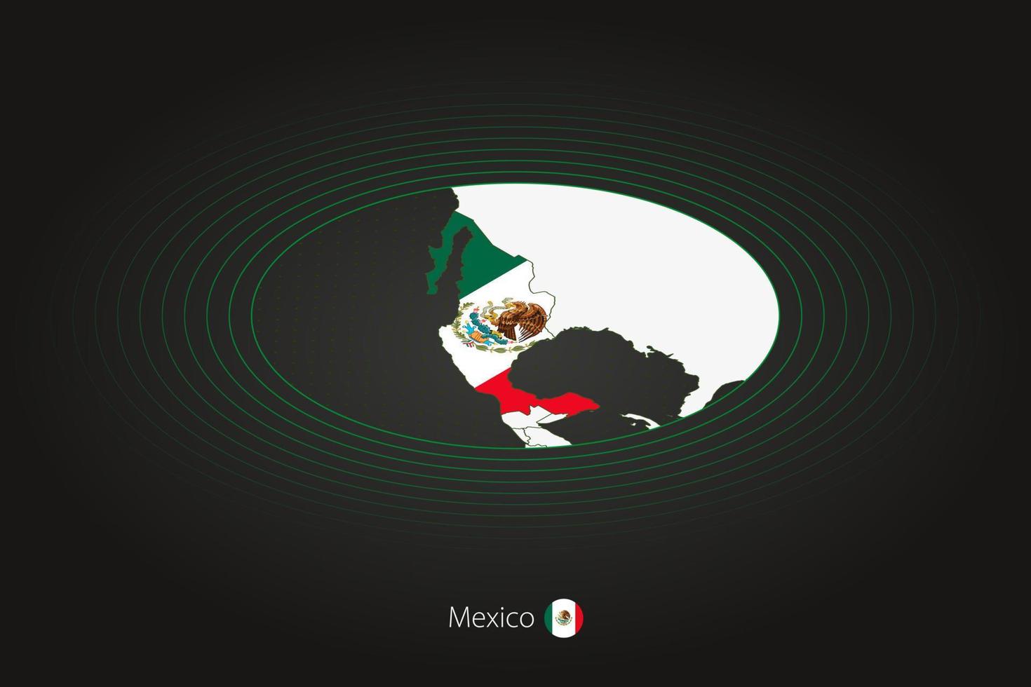 Mexico map in dark color, oval map with neighboring countries. vector