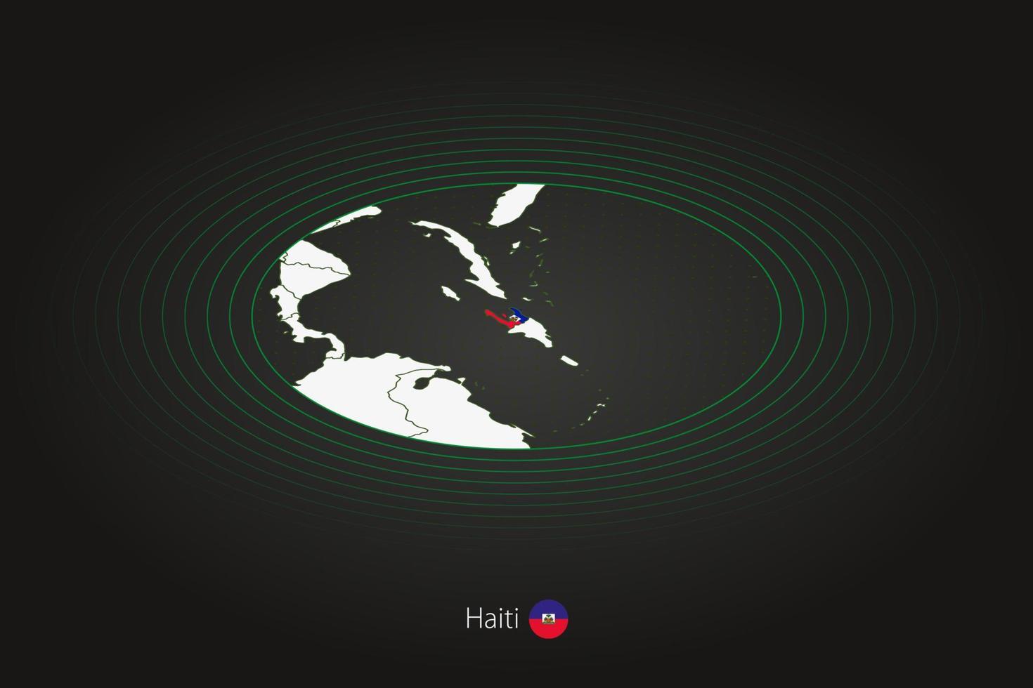 Haiti map in dark color, oval map with neighboring countries. vector
