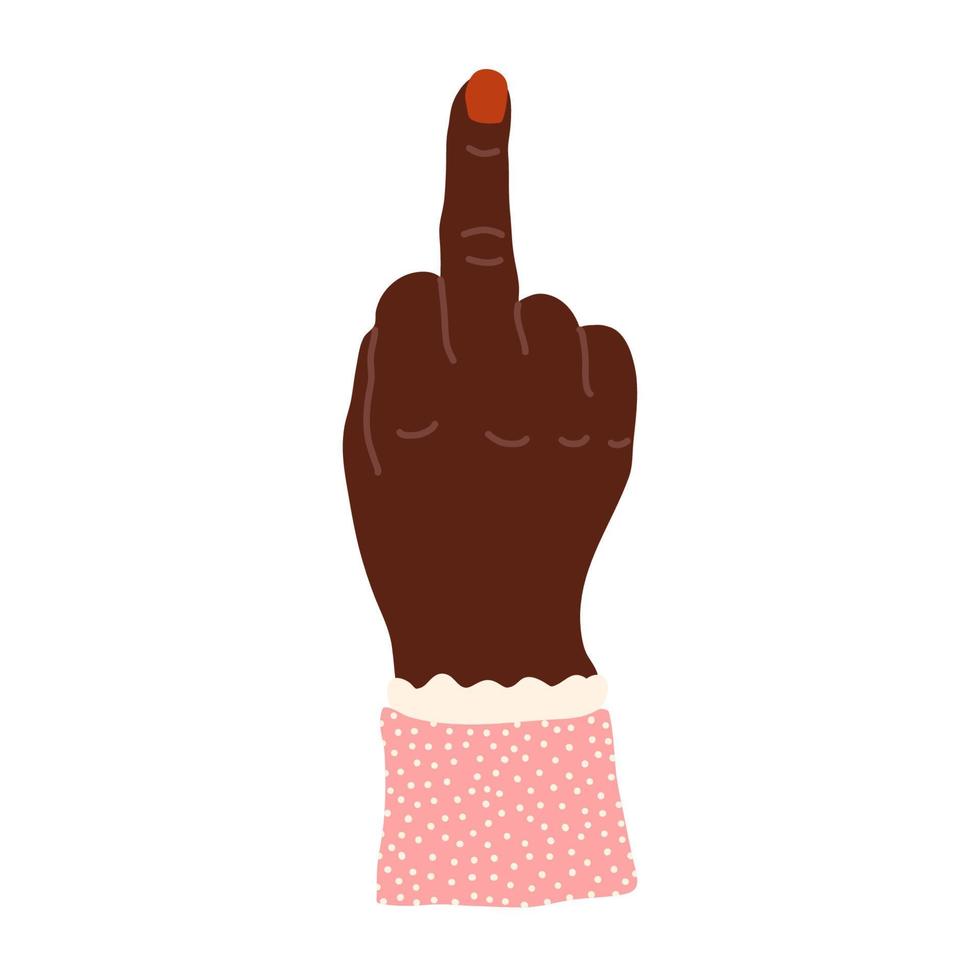 Hand gesture, Fuck You, symbol. Middle finger sign. Cartoon vector  illustration, sticker Stock Vector