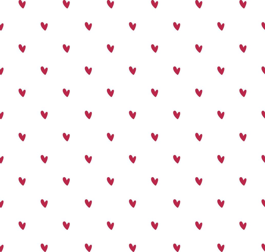 Vector seamless pattern with red hearts. Beautiful minimalistic ornament on white background. Cute print with love symbol for textile and paper.