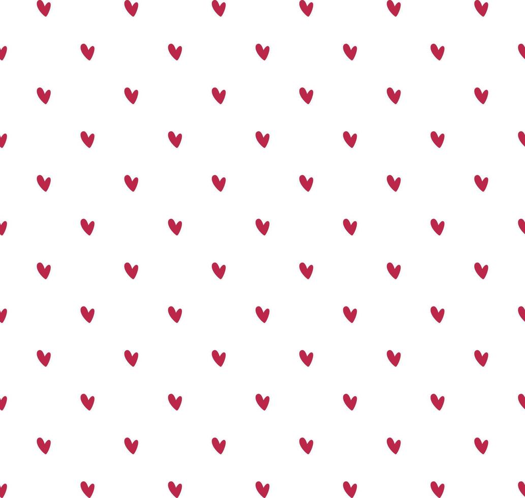 Vector seamless pattern with red hearts. Beautiful minimalistic ornament on white background. Cute print with love symbol for textile and paper.