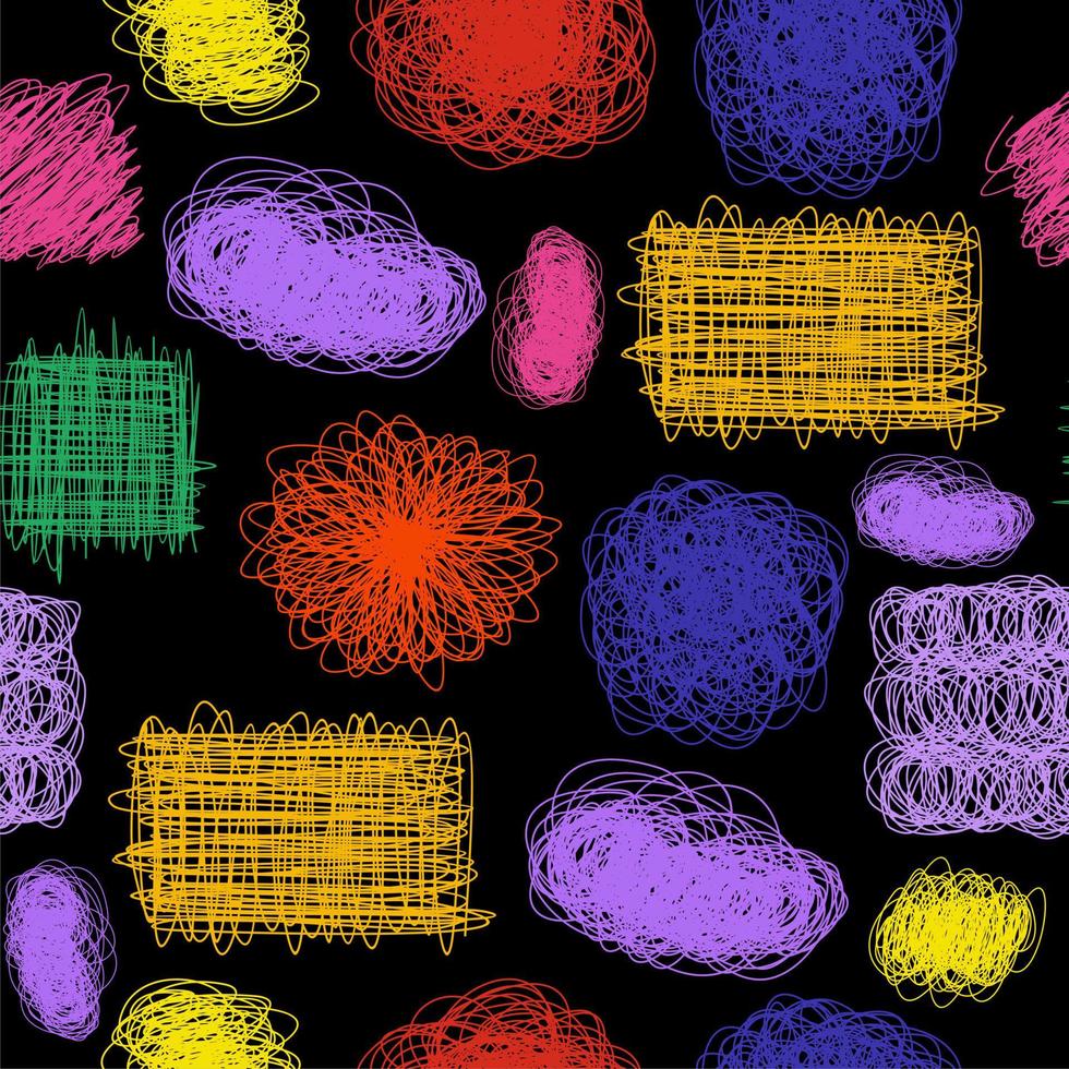 Fun colorful line scribbles doodle seamless pattern. Creative minimalist style art background for trendy design. vector