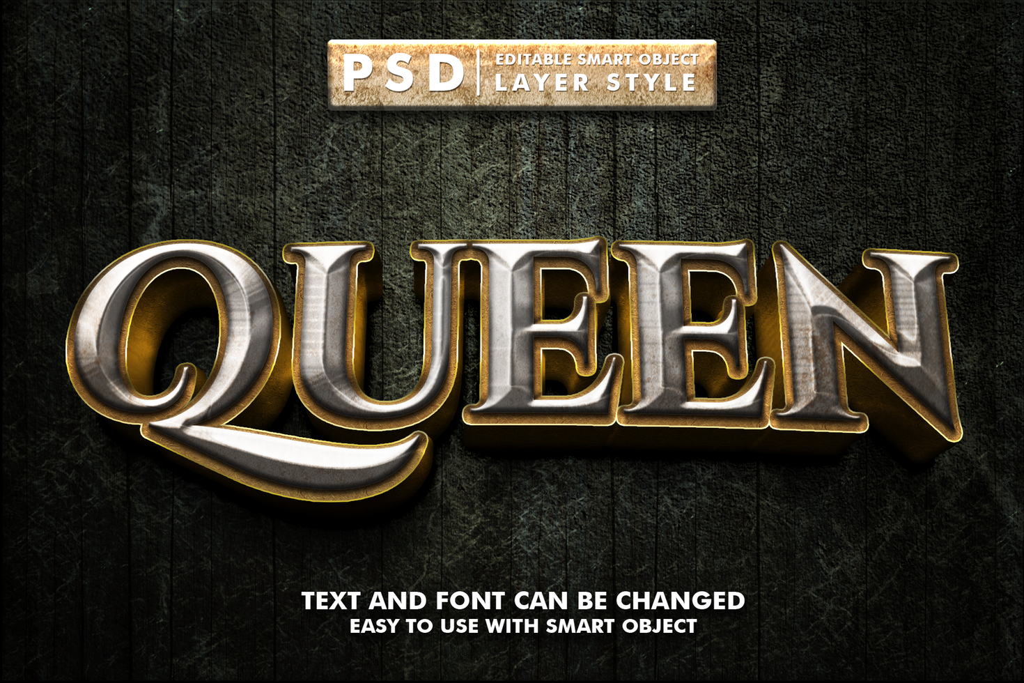 queen 3d text effect premium psd