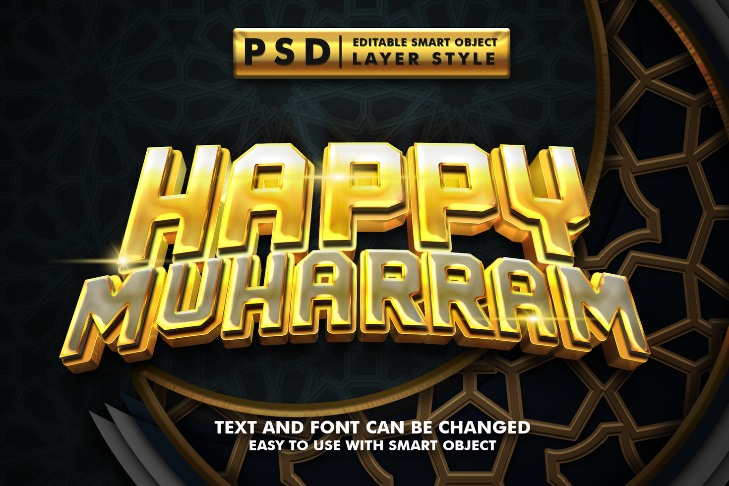 islamic new year 3d text effect premium psd