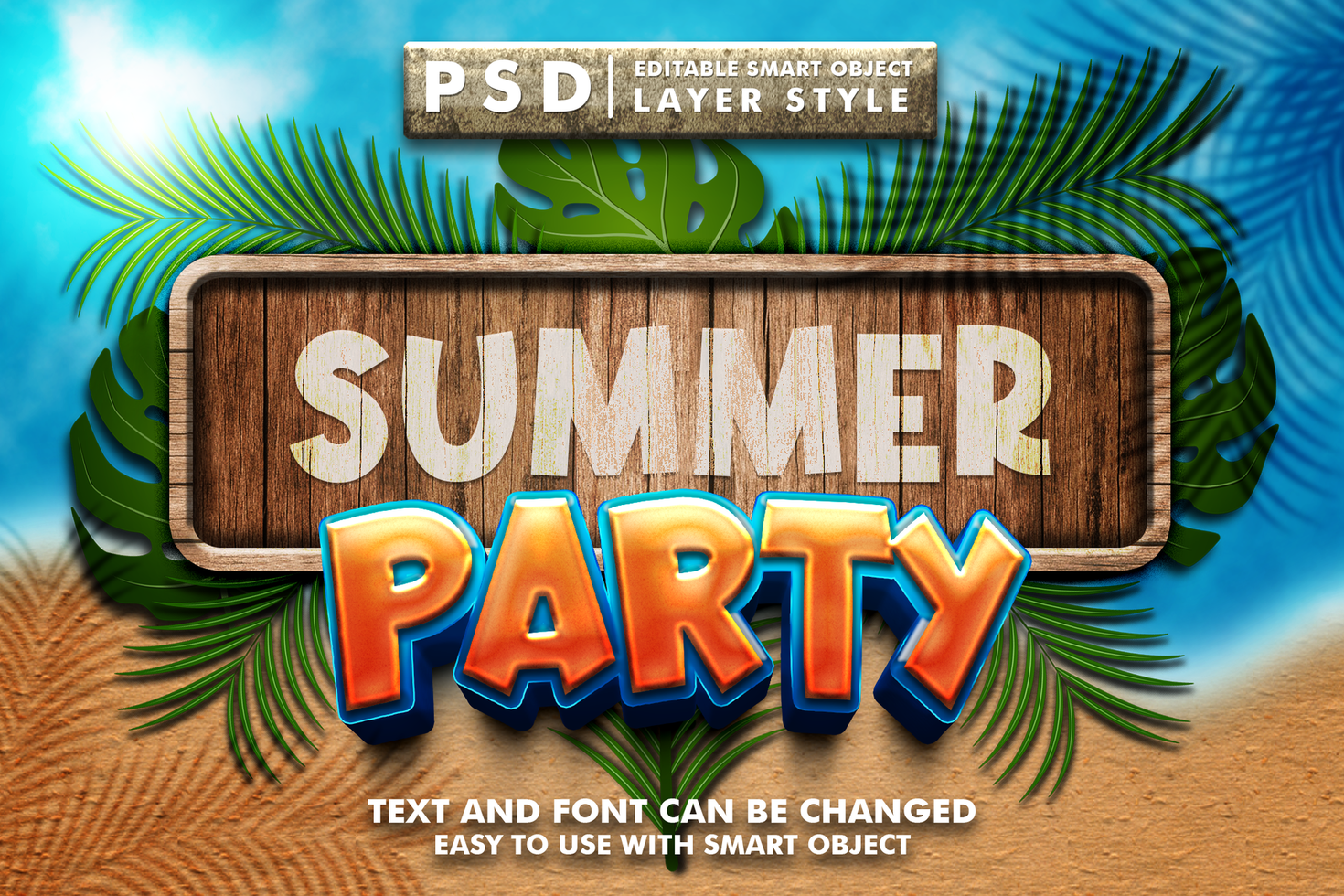 Sommer- 3d Text bewirken Prämie psd