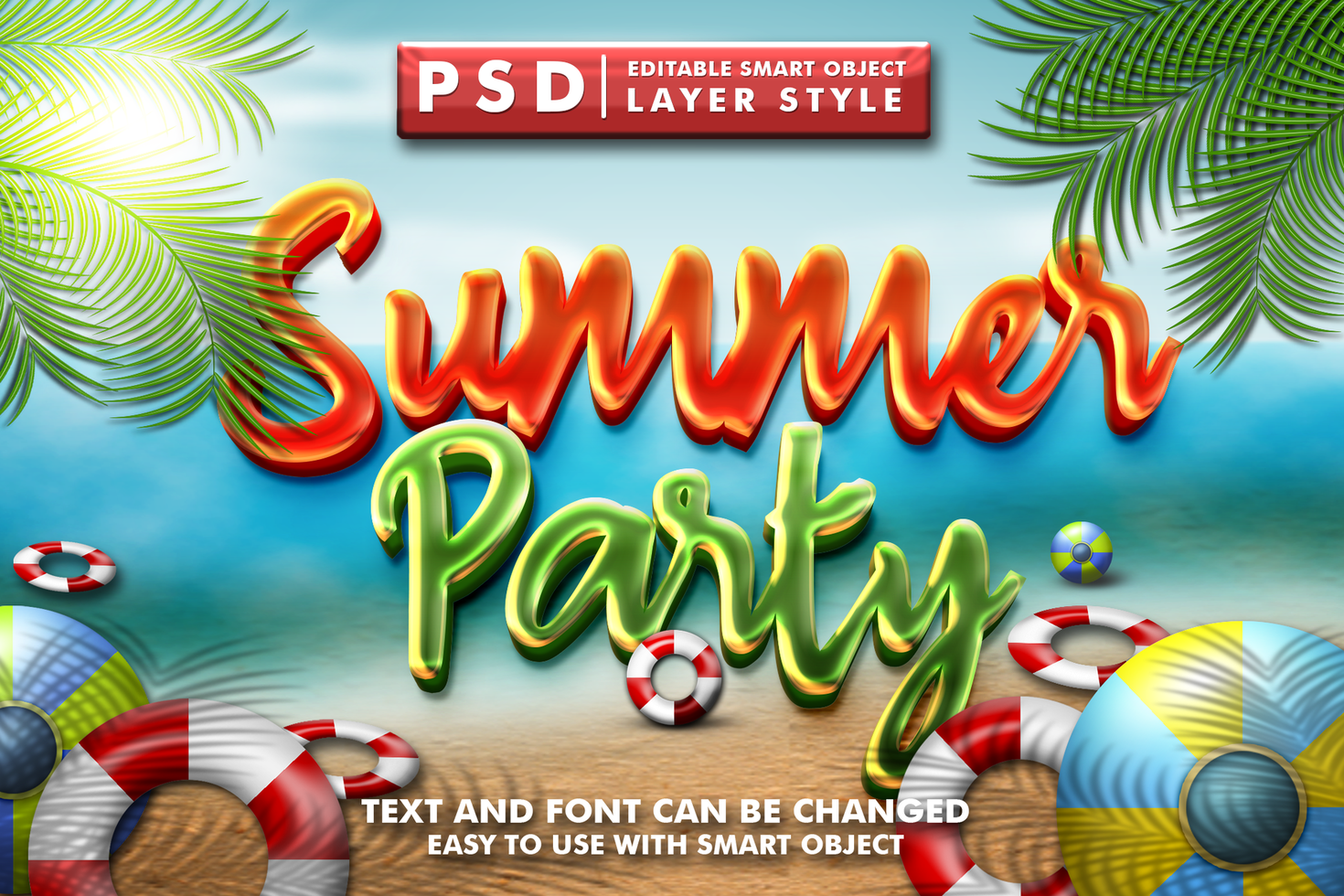 zomer 3d tekst effect premie psd