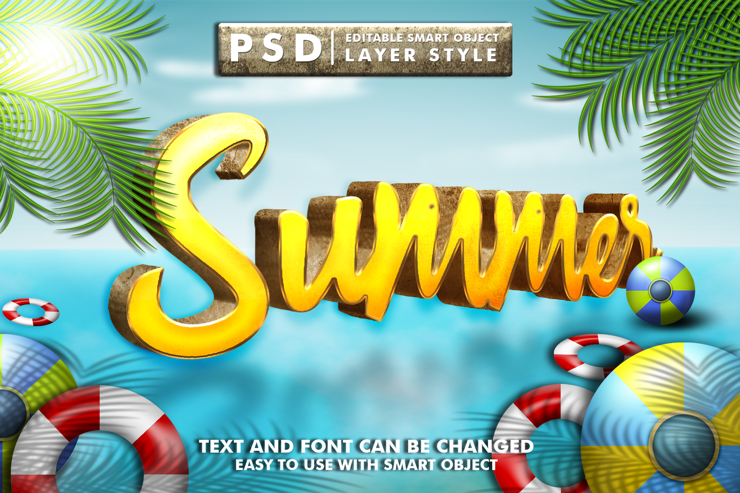 summer 3d text effect premium psd