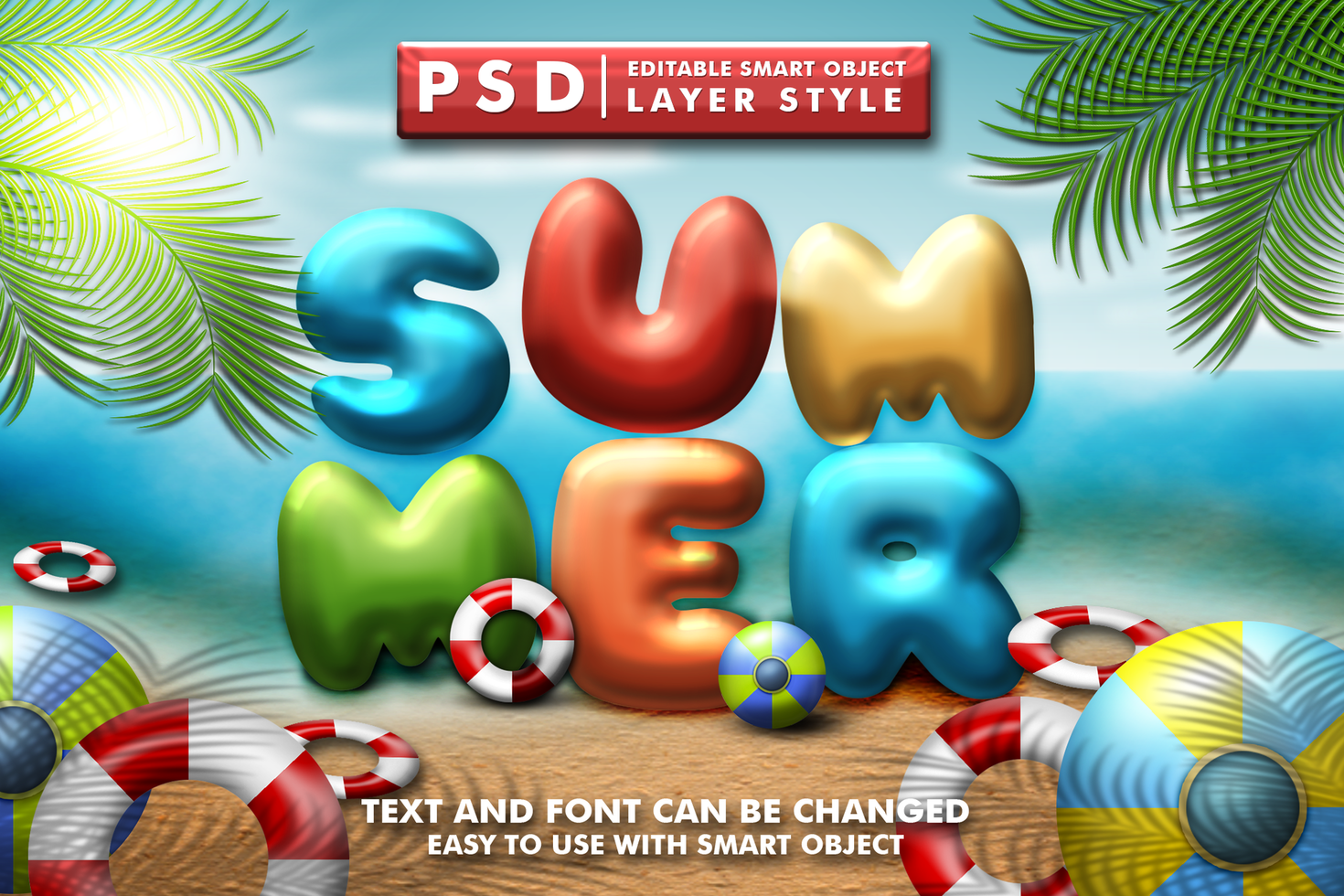 summer 3d text effect premium psd