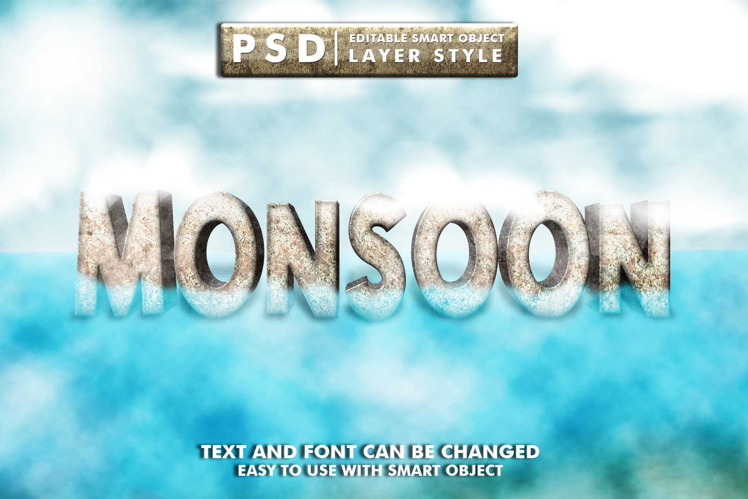 monsoon sale 3d text effect premium psd