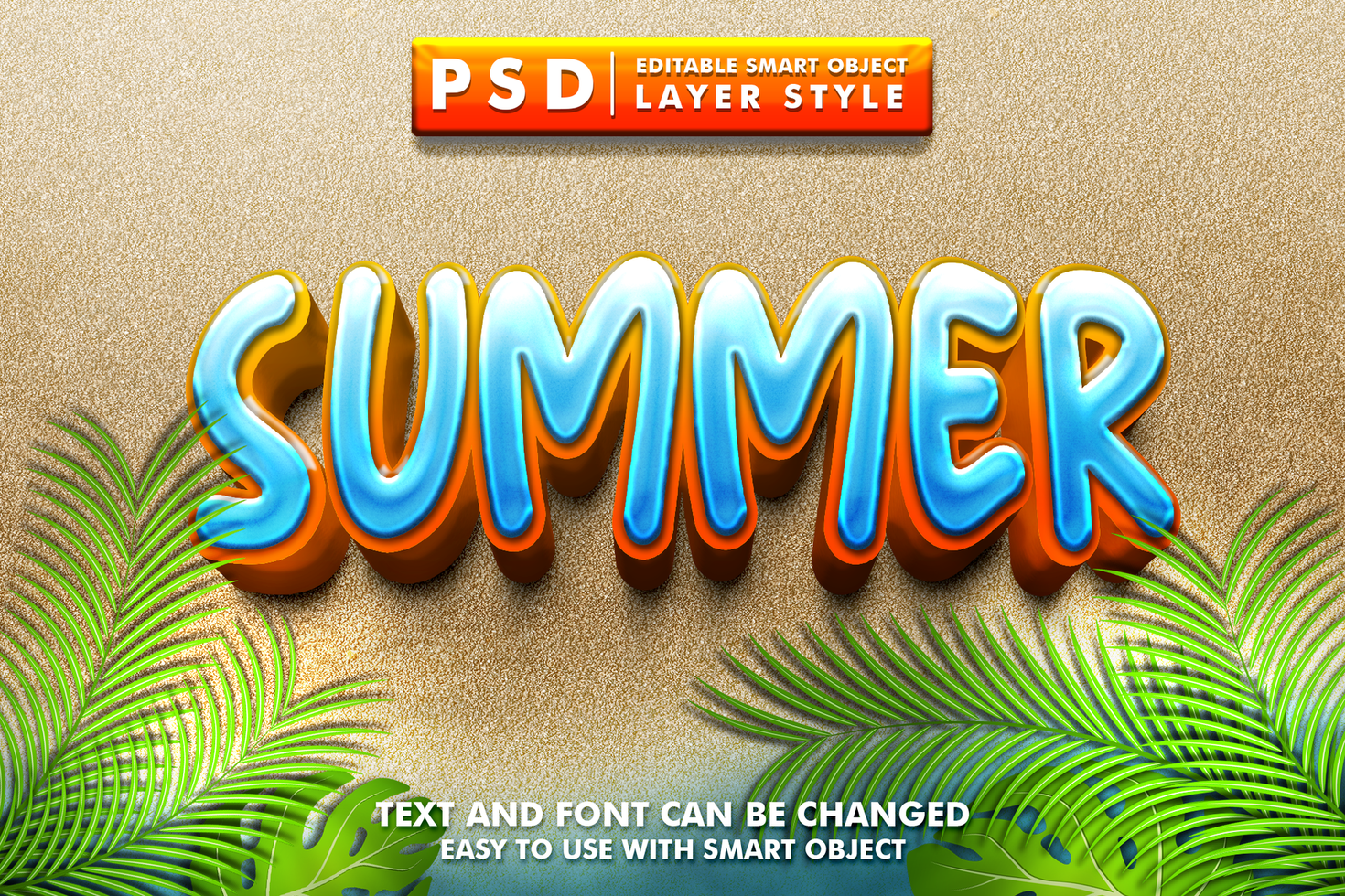 summer 3d text effect premium psd