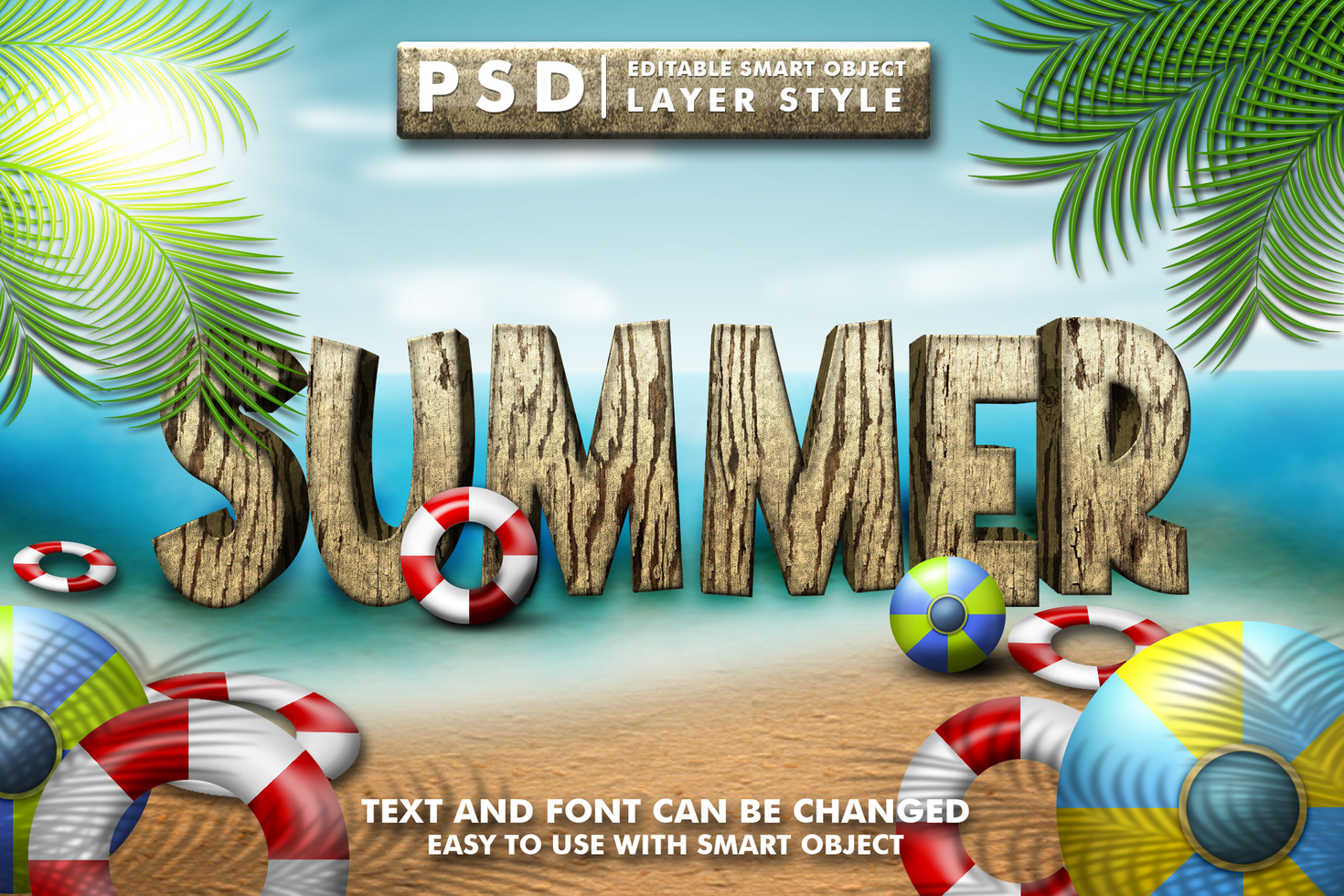 summer 3d text effect premium psd