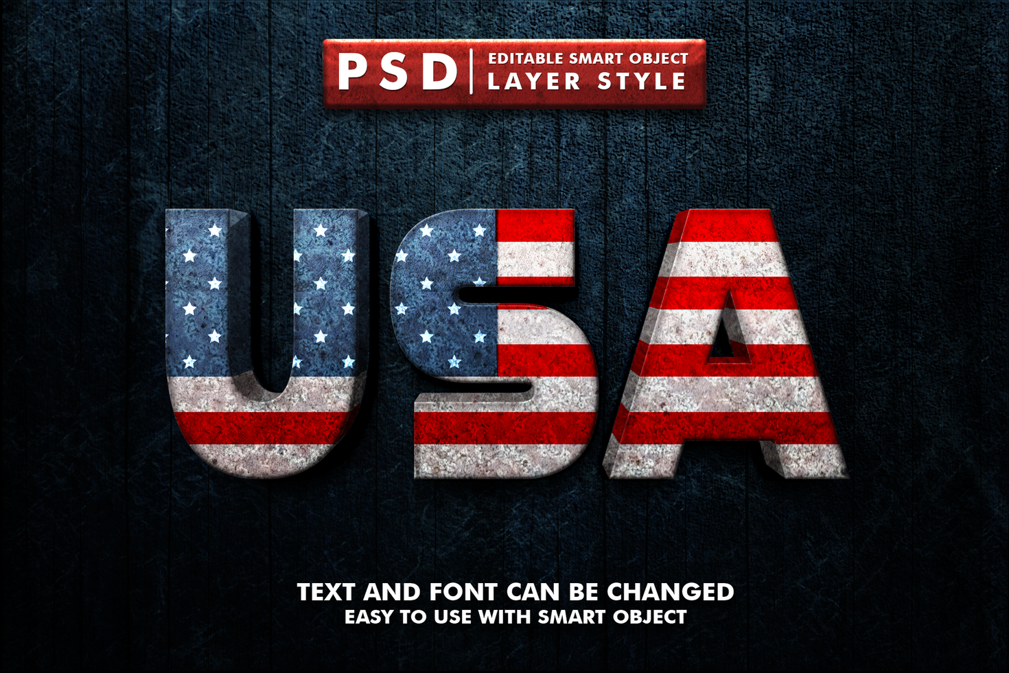 USA 3d text effect premium psd