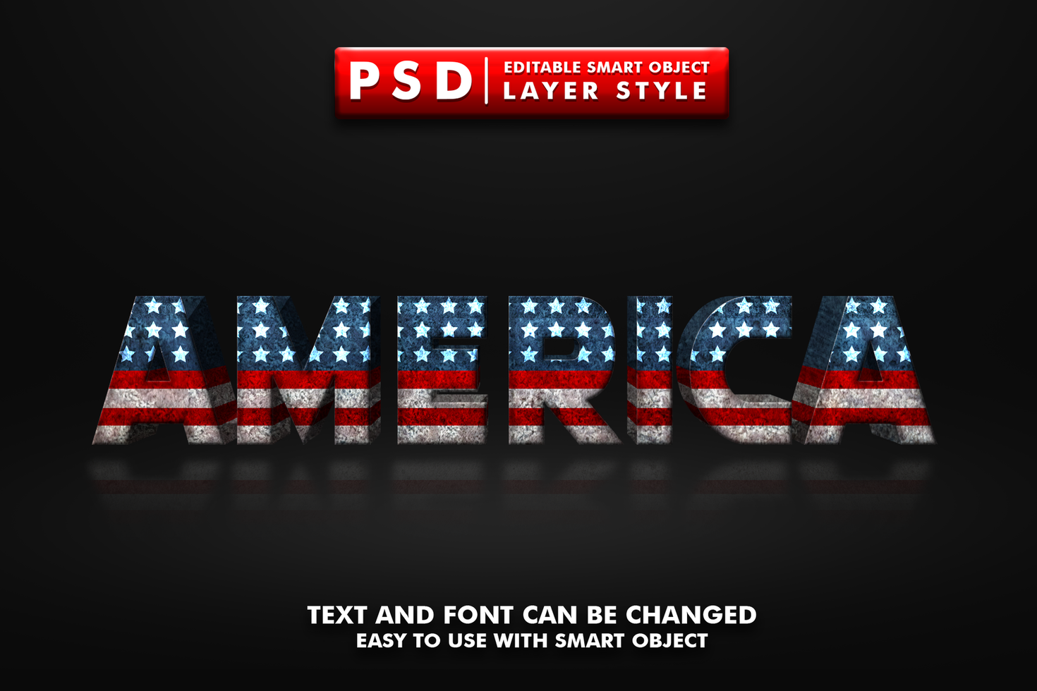 america 3d text effect premium psd