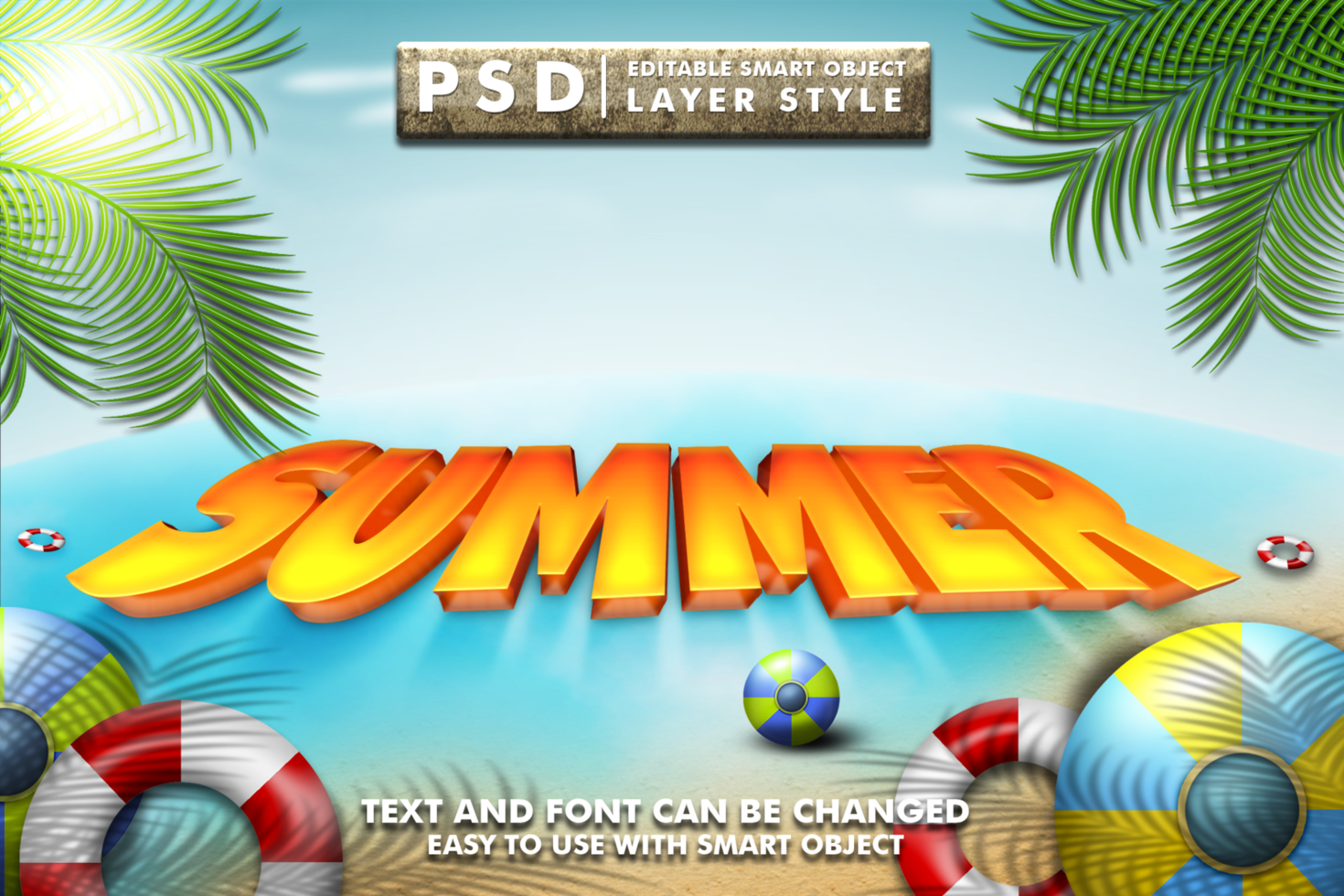 summer 3d text effect premium psd