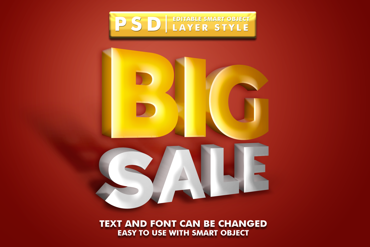 big sale 3d text effect premium psd