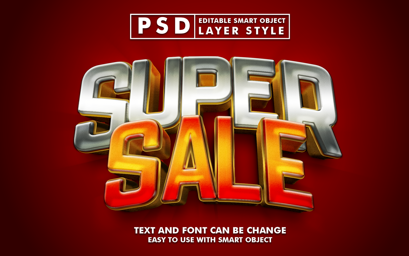 Sale 3d realistic PSD text effect with golden style