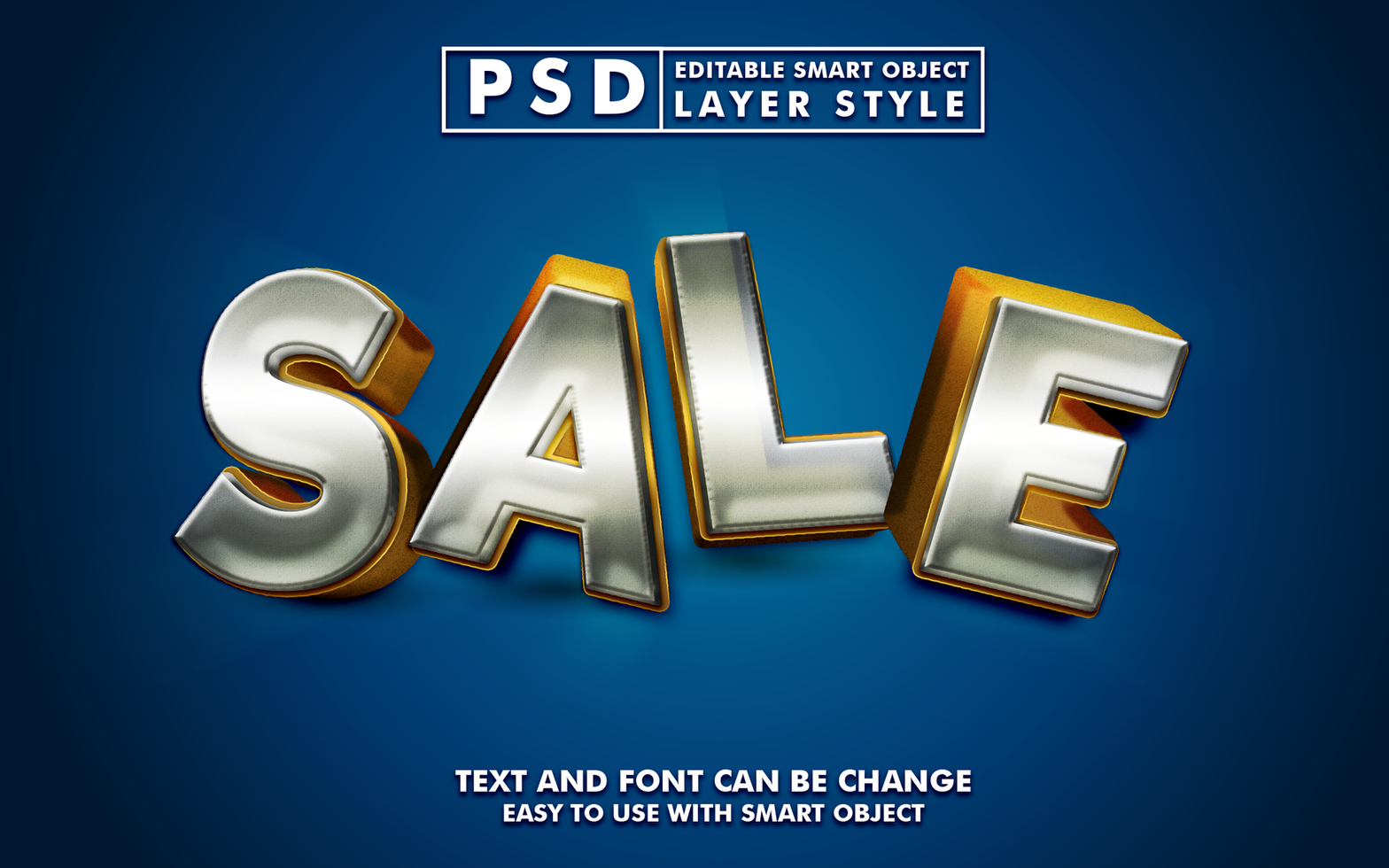 Sale 3d realistic PSD text effect with golden style