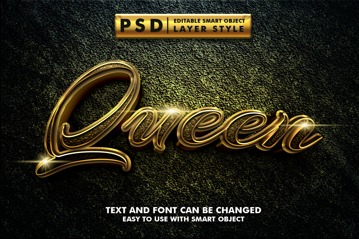 Golden 3d realistic text effect psd