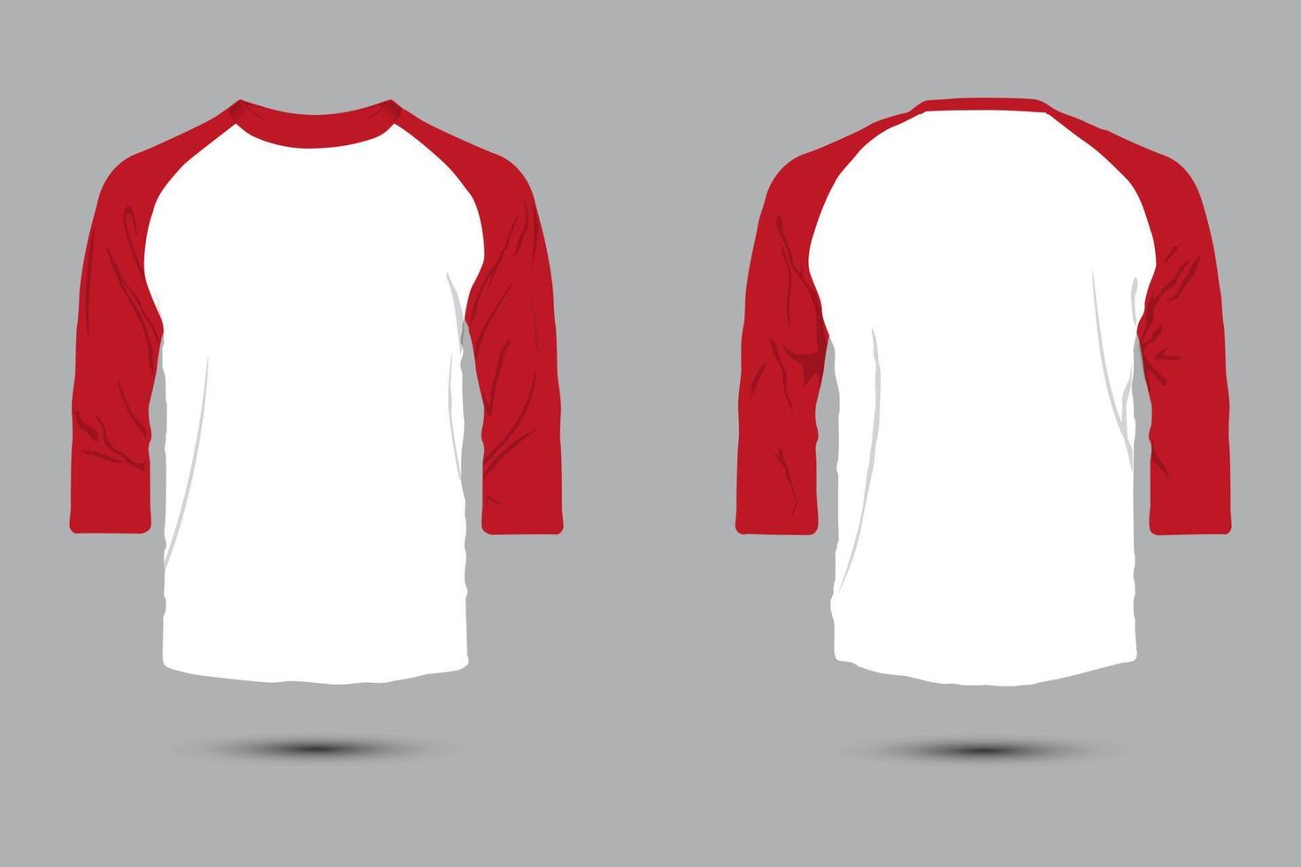 Raglan sleeve t-shirt mockup front and back view vector