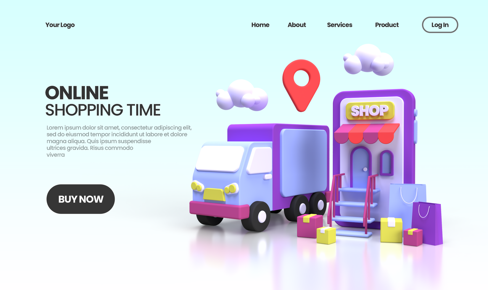 Online Shopping concept illustration Landing page template for business idea concept background psd