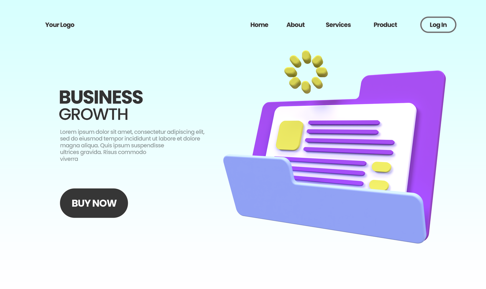 business growth concept illustration Landing page template for business idea concept background psd