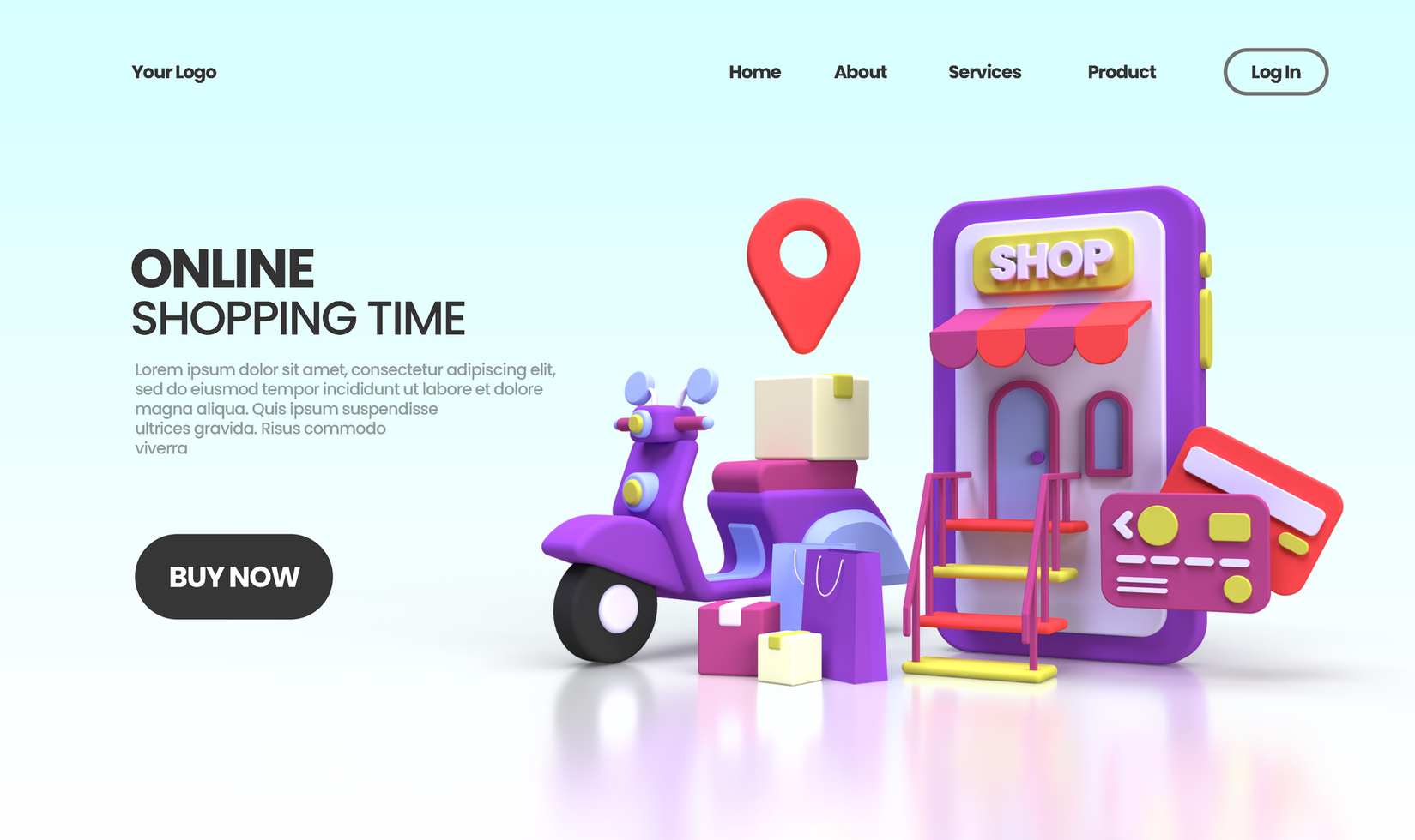 Online Shopping concept illustration Landing page template for business idea concept background psd