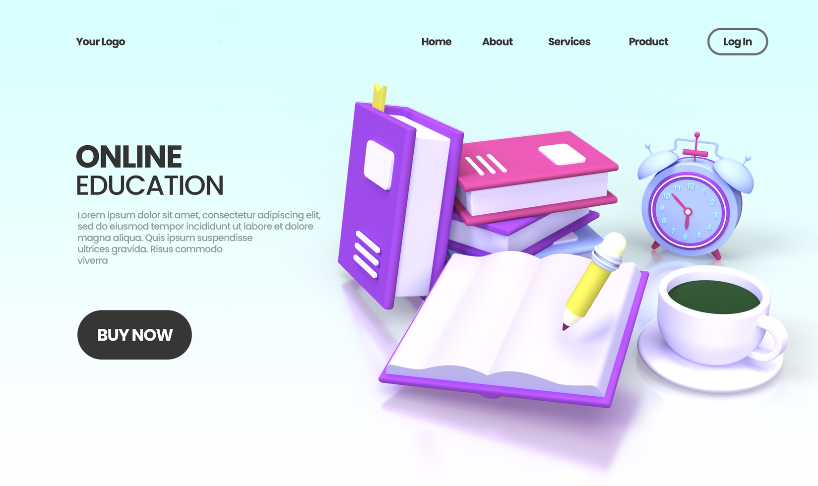 Online education concept illustration Landing page template for business idea concept background psd