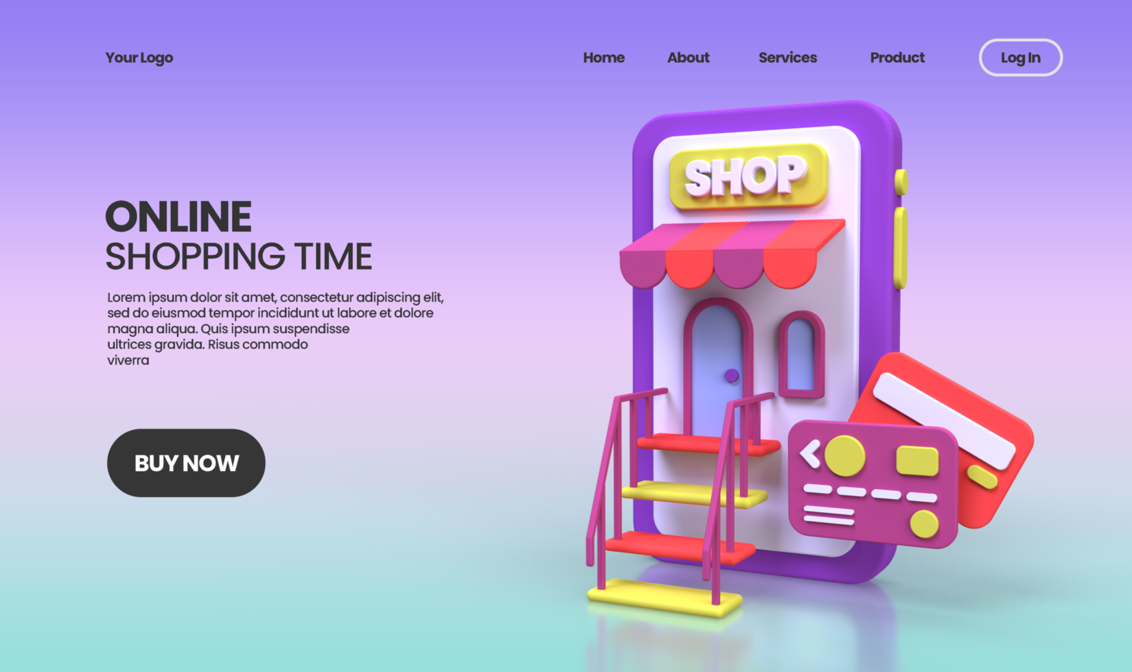 Online Shopping concept illustration Landing page template for business idea concept background psd