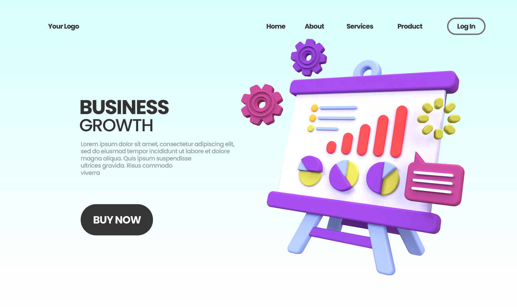 business growth concept illustration Landing page template for business idea concept background psd