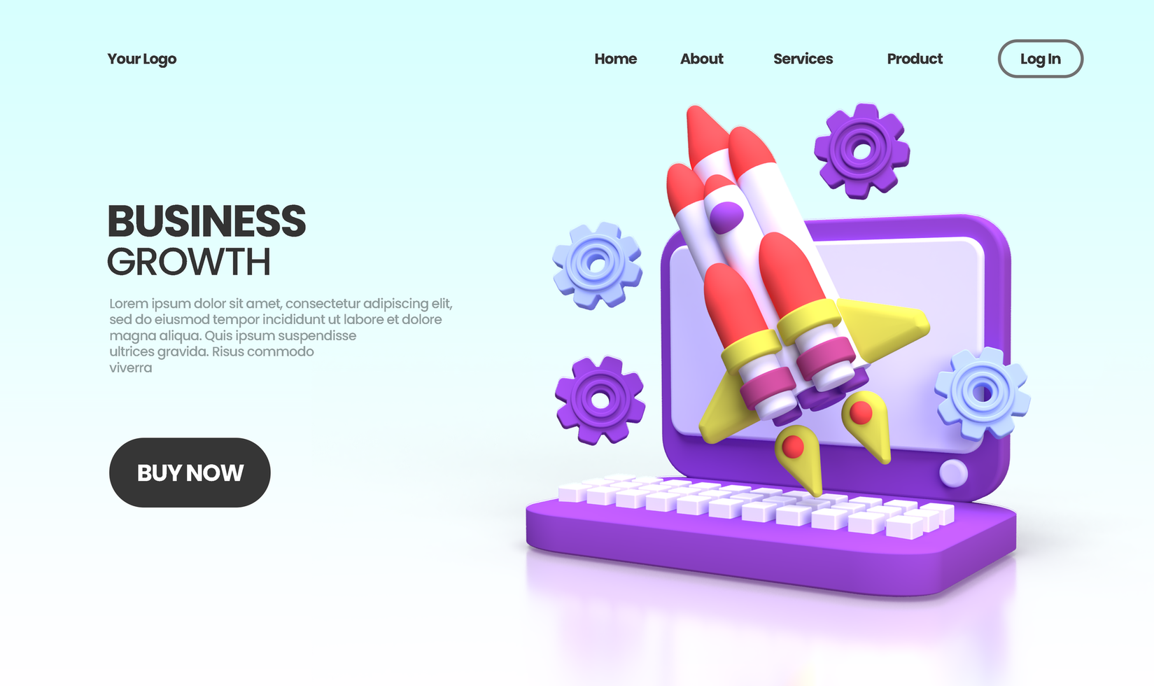 business growth concept illustration Landing page template for business idea concept background psd