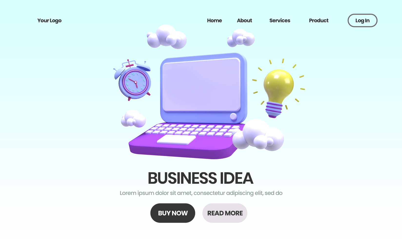 business idea concept illustration Landing page template for business idea concept background psd