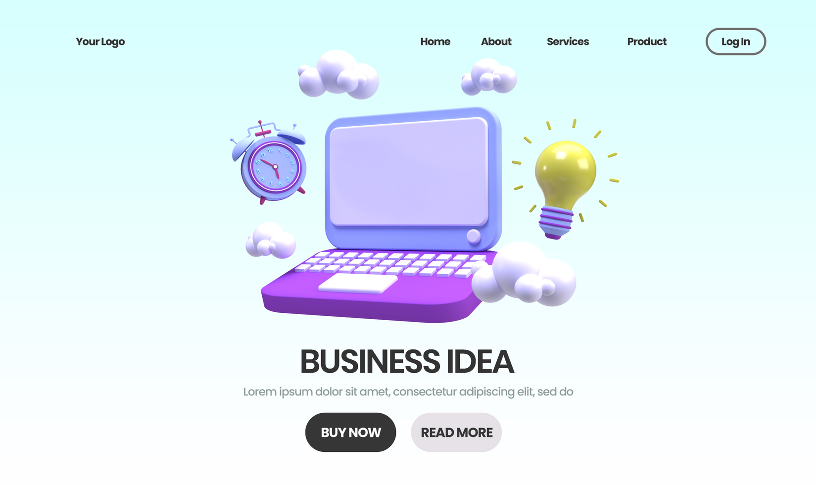 business idea concept illustration Landing page template for business idea concept background psd