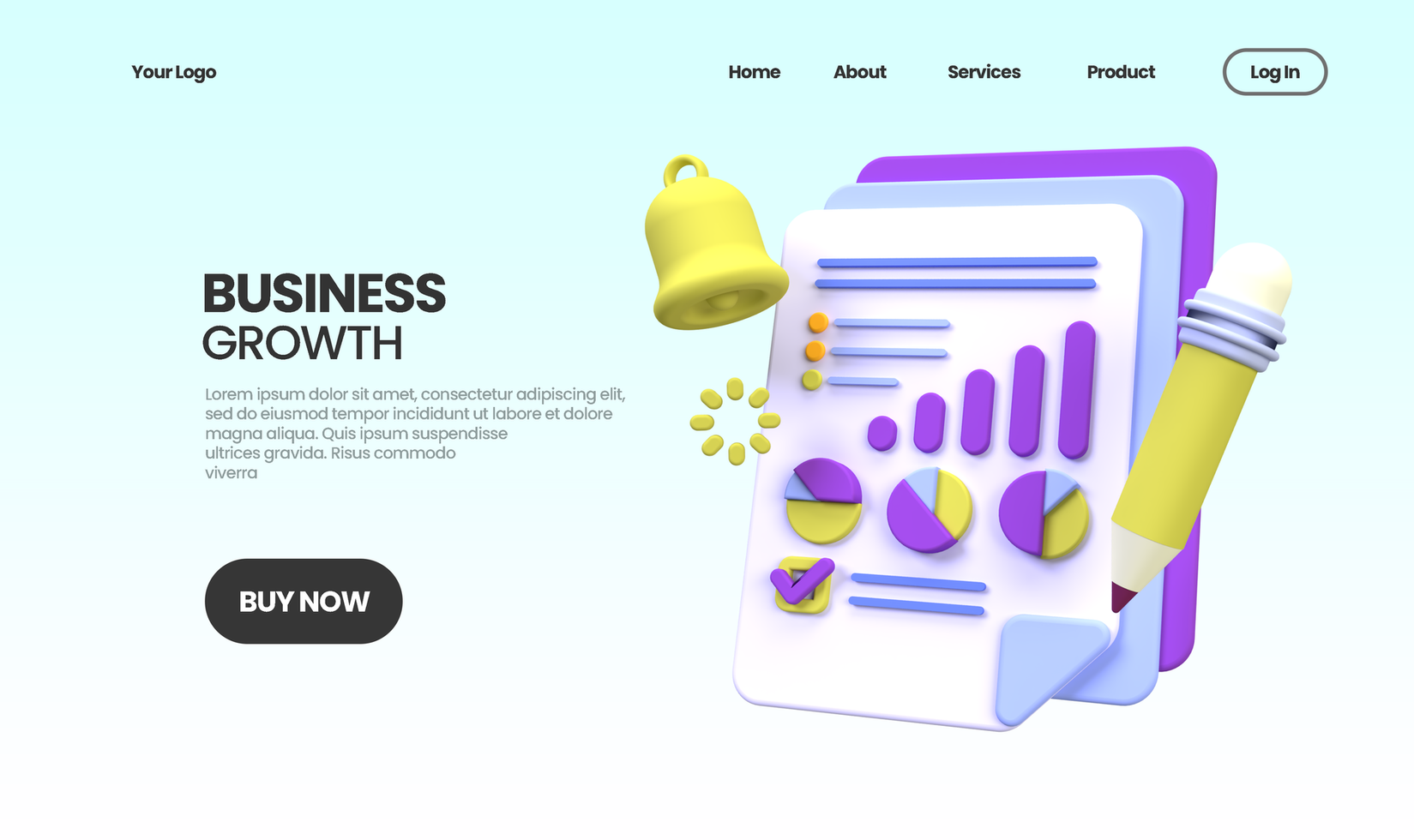 business growth concept illustration Landing page template for business idea concept background psd