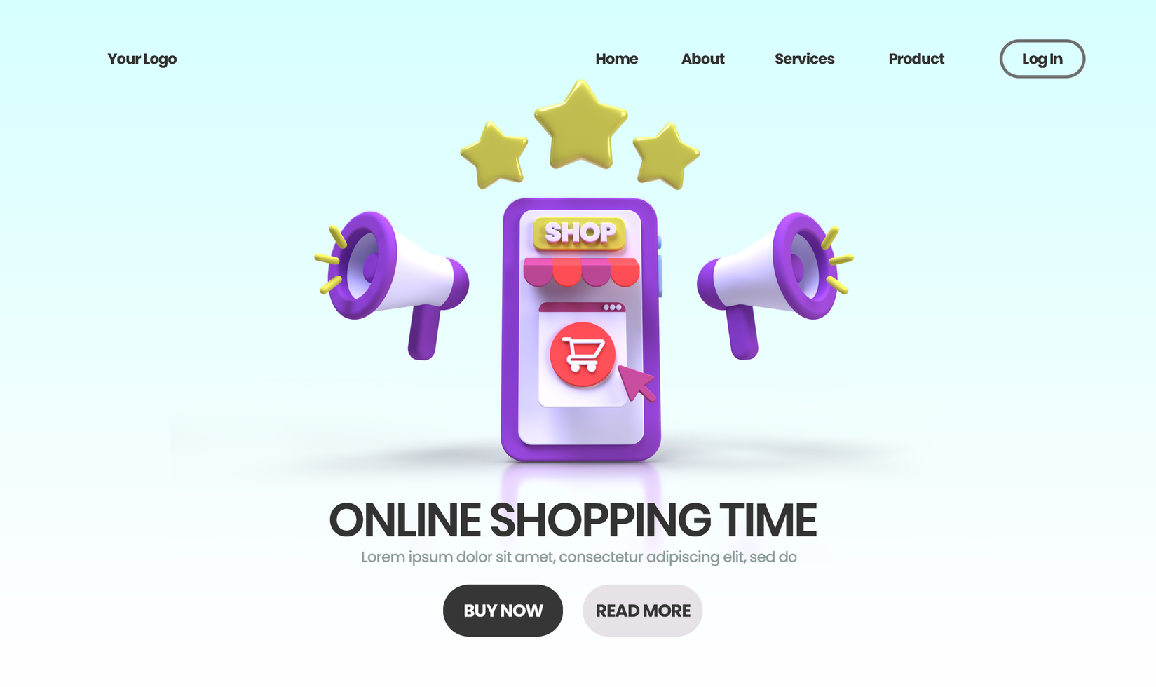 Online Shopping concept illustration Landing page template for business idea concept background psd