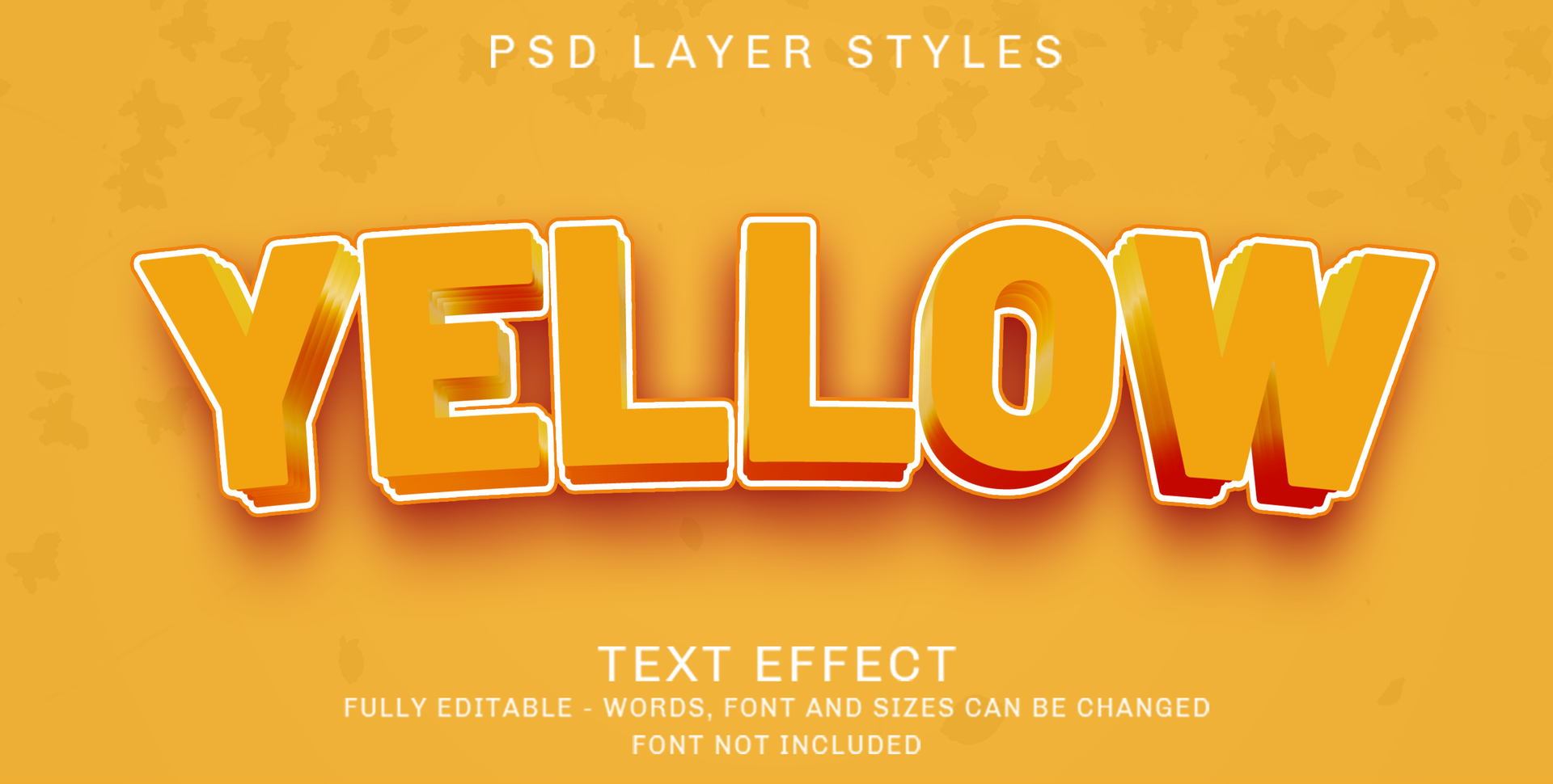 3d sólido amarillo - editable texto efecto psd