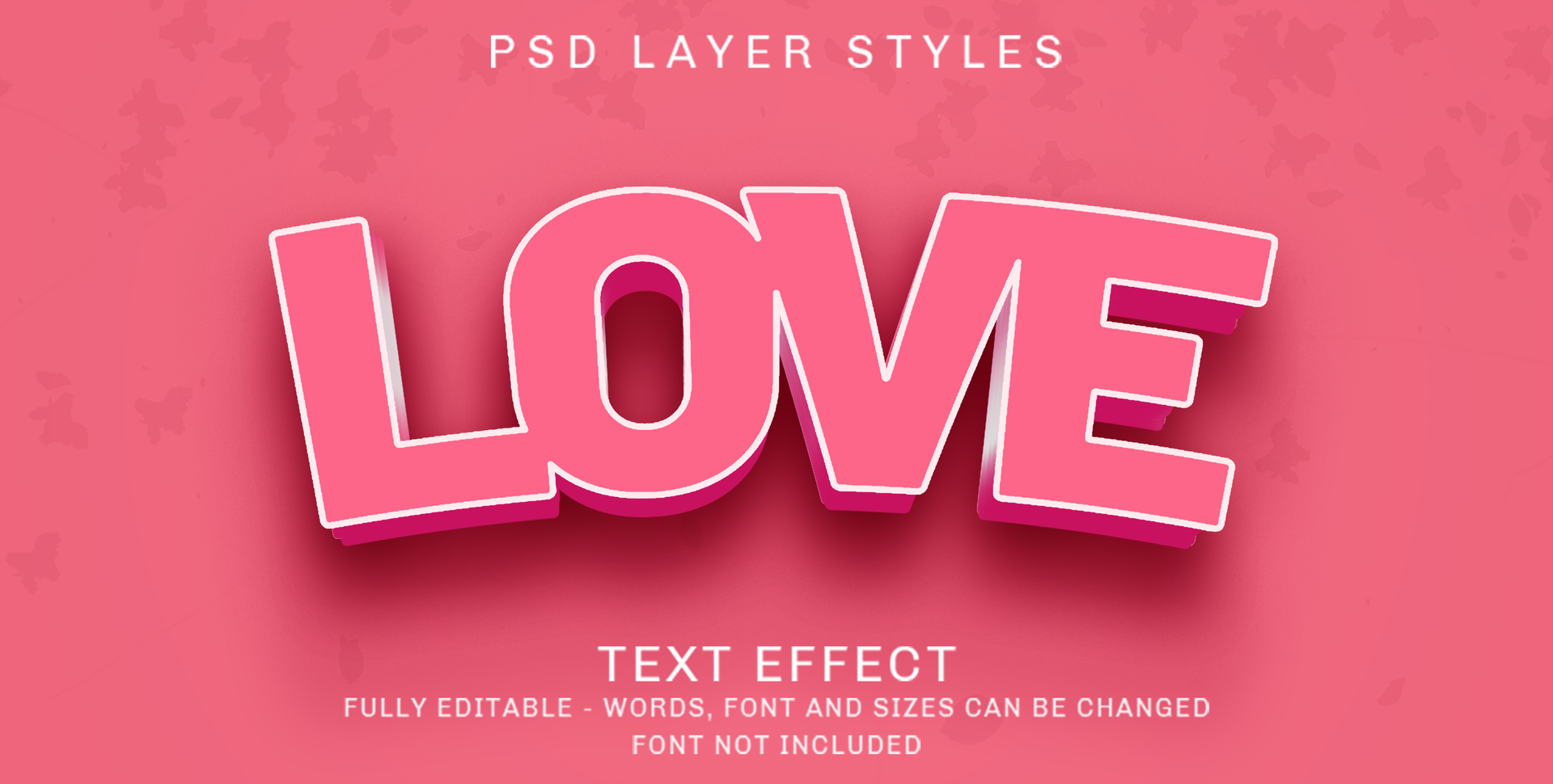 3d solid pink love - editable text style effect psd