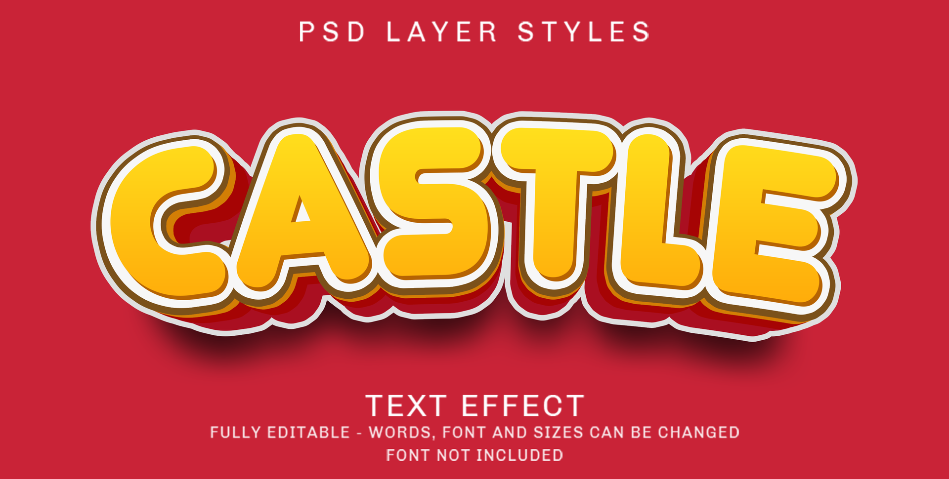 3d castle - editable text style effect psd