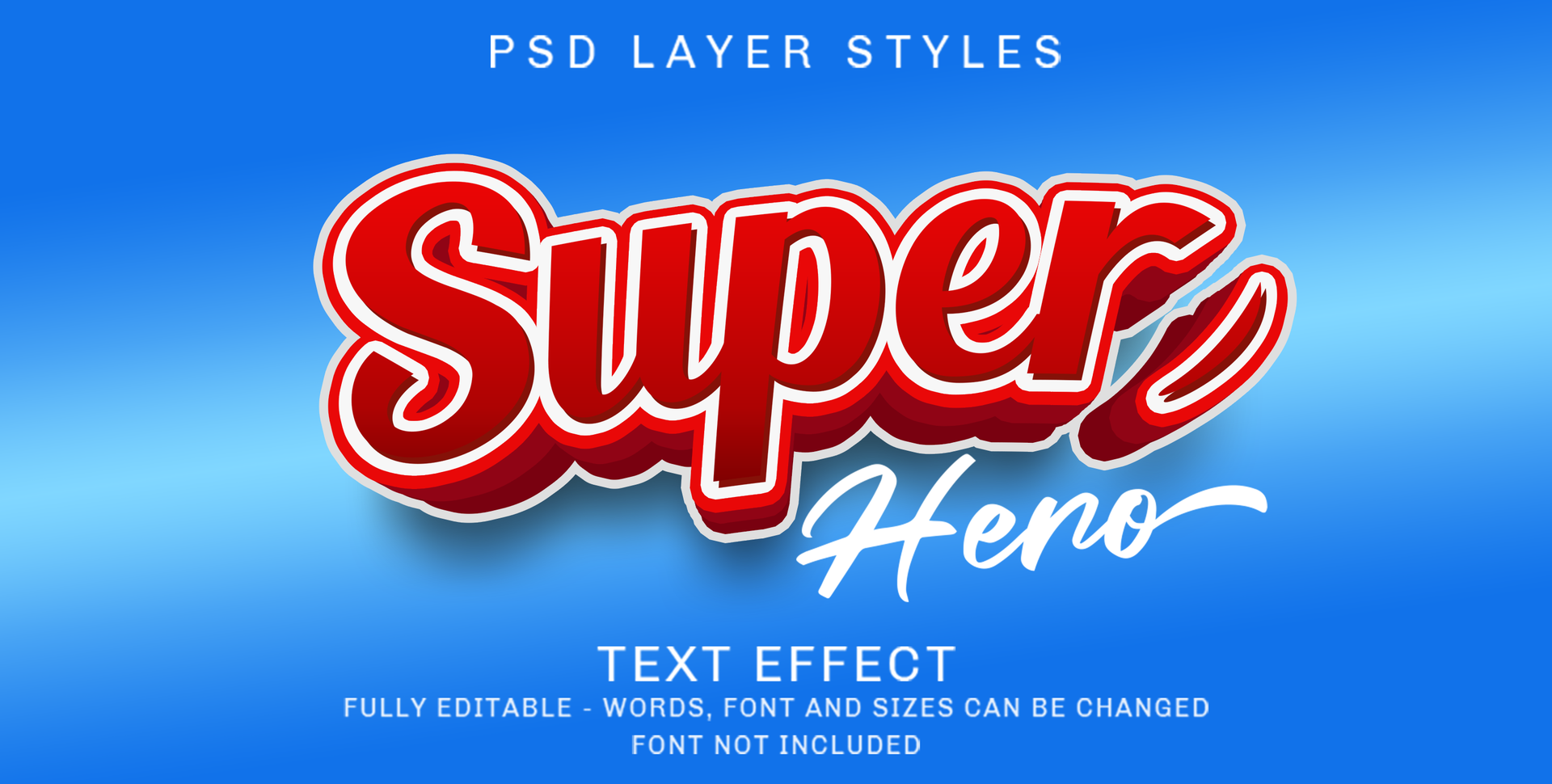 3d super hero - editable text style effect psd