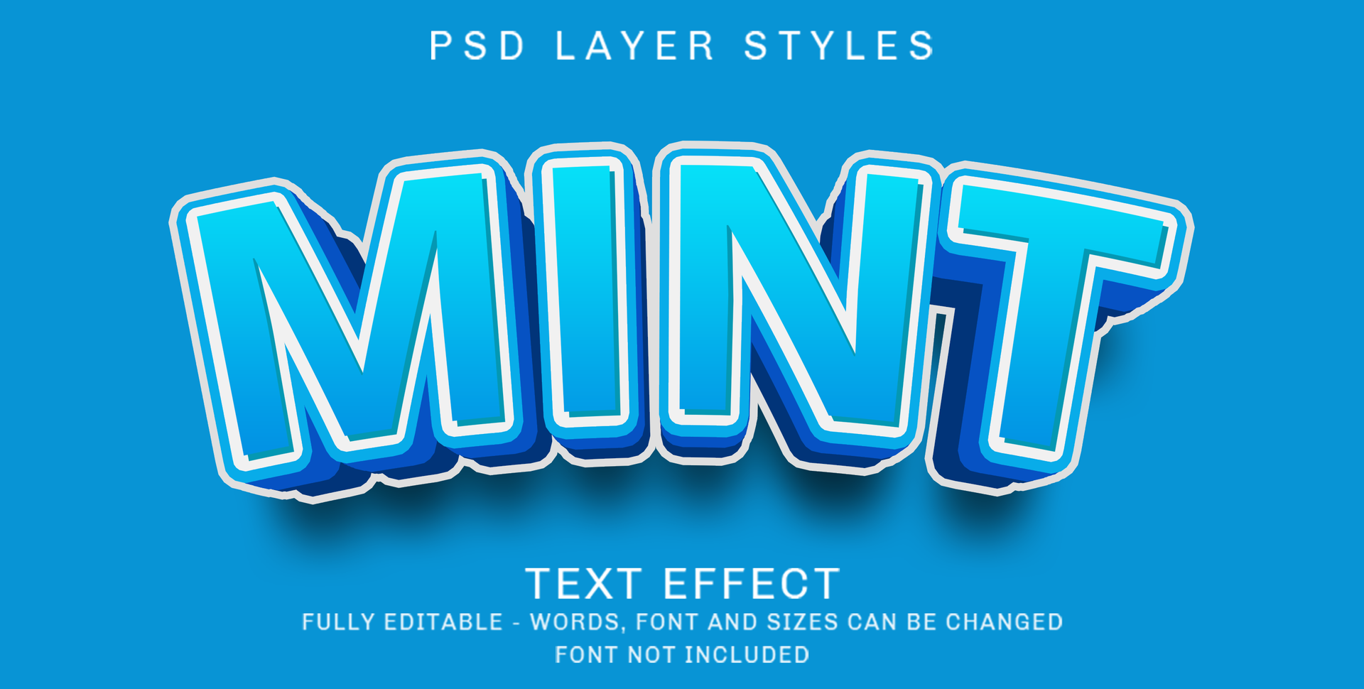3d mint - editable text style effect psd