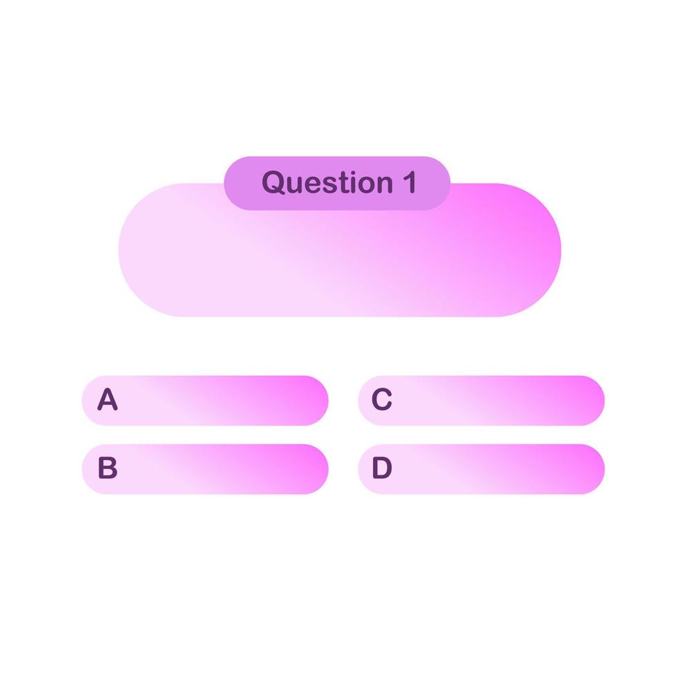 Quiz lottery or TV show, trivia game multiple choice menu template modern trendy vector illustration, question answer game concept