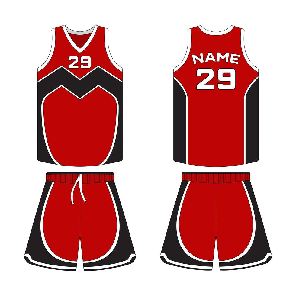 baloncesto uniforme Bosquejo con pantalones frente y espalda ver vector