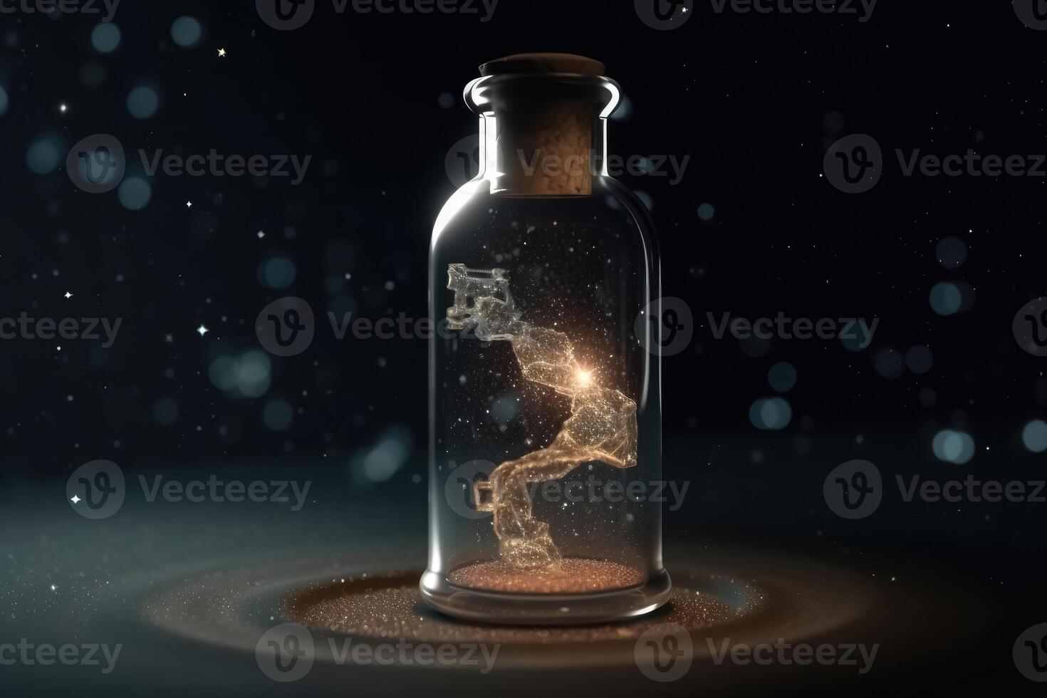 el universo en un vaso botella creado con generativo ai tecnología. foto