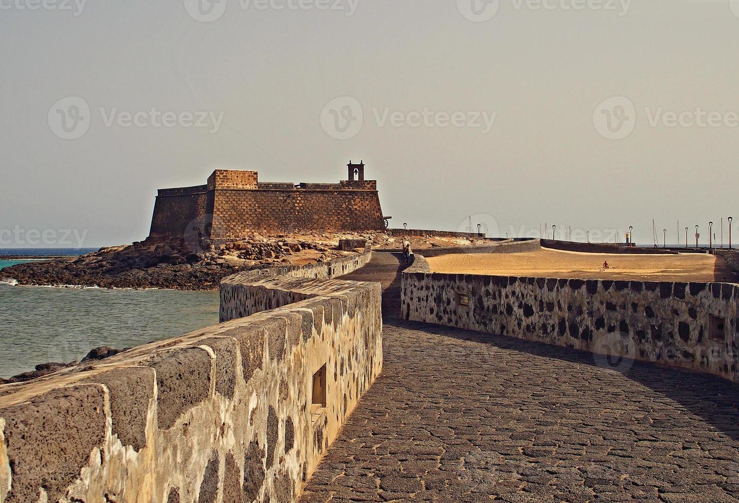 seaside landscape from the capital of the Canary Island Lanzarote Arrecife in Spain on a sunny warm summer day photo