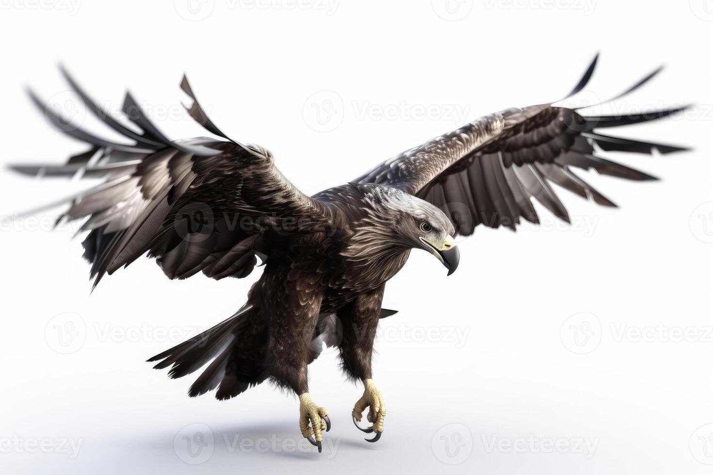 Flying eagle colorful on white background created with technology. photo